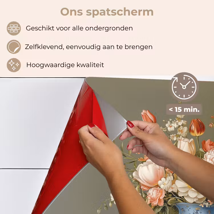 Spatscherm keuken - Neutral - Bloemen - Boeket - Vaas — 4