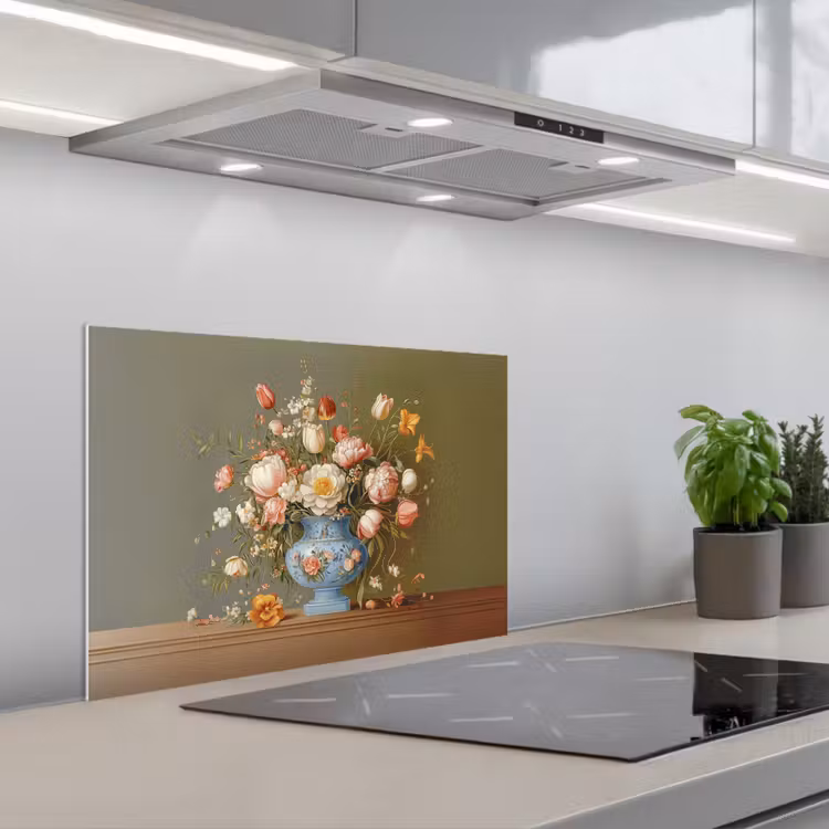 Spatscherm keuken - Neutral - Bloemen - Boeket - Vaas — 5