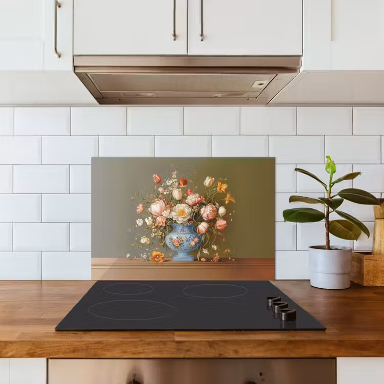 Spatscherm keuken - Neutral - Bloemen - Boeket - Vaas — 6