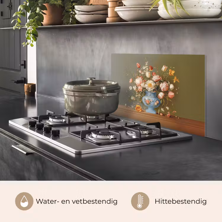 Spatscherm keuken - Neutral - Bloemen - Boeket - Vaas — 7