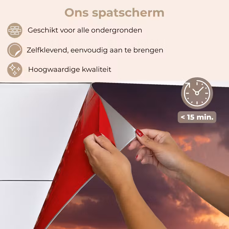 Spatscherm keuken - Olifanten - Grasland - Zonsondergang — 4