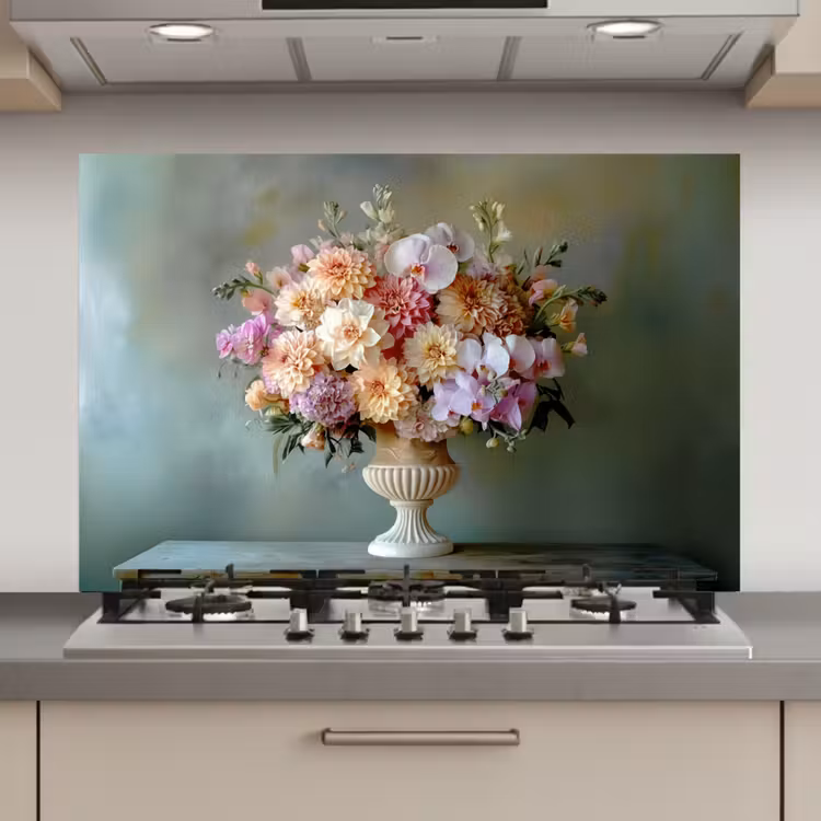 Spatscherm keuken - Orchidee - Boeket - Vaas - Bloemen — 1