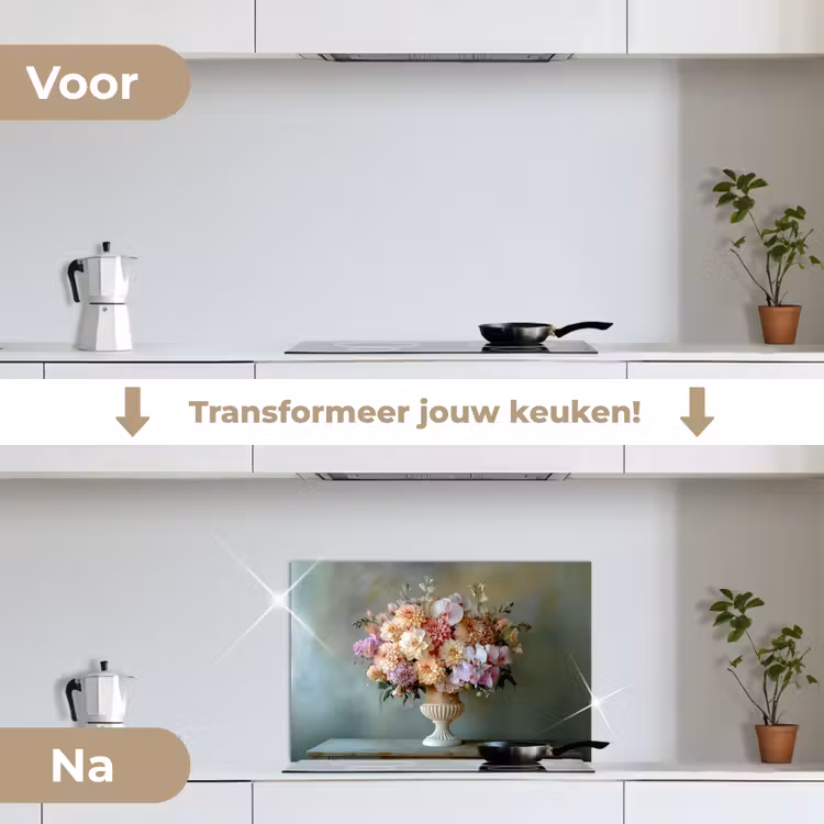 Spatscherm keuken - Orchidee - Boeket - Vaas - Bloemen — 3