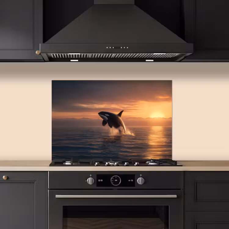 Spatscherm keuken - Orka - Zee - Zonsondergang — 2