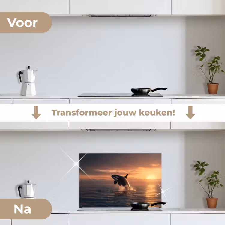 Spatscherm keuken - Orka - Zee - Zonsondergang — 3