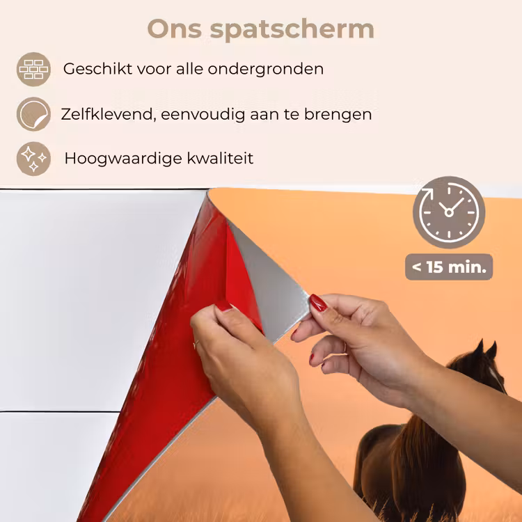 Spatscherm keuken - Paard - Grasveld - Zonsondergang — 4
