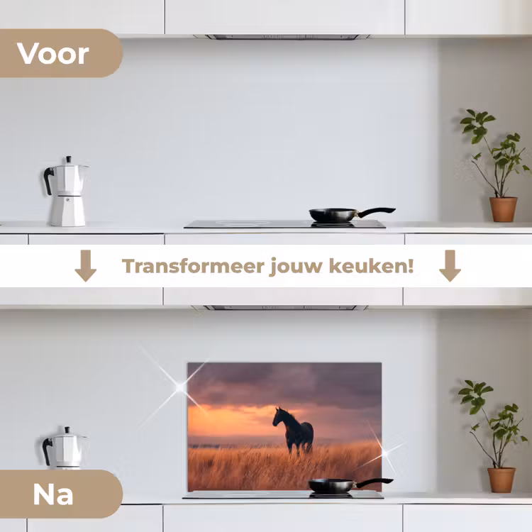 Spatscherm keuken - Paard - Wolken - Open veld — 3