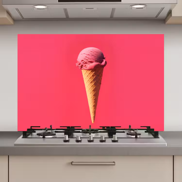 Spatscherm keuken - Schepijs - Roze - Hoorntje — 1