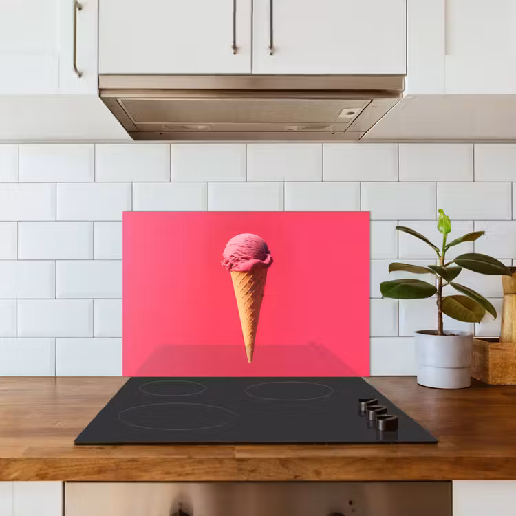 Spatscherm keuken - Schepijs - Roze - Hoorntje — 6