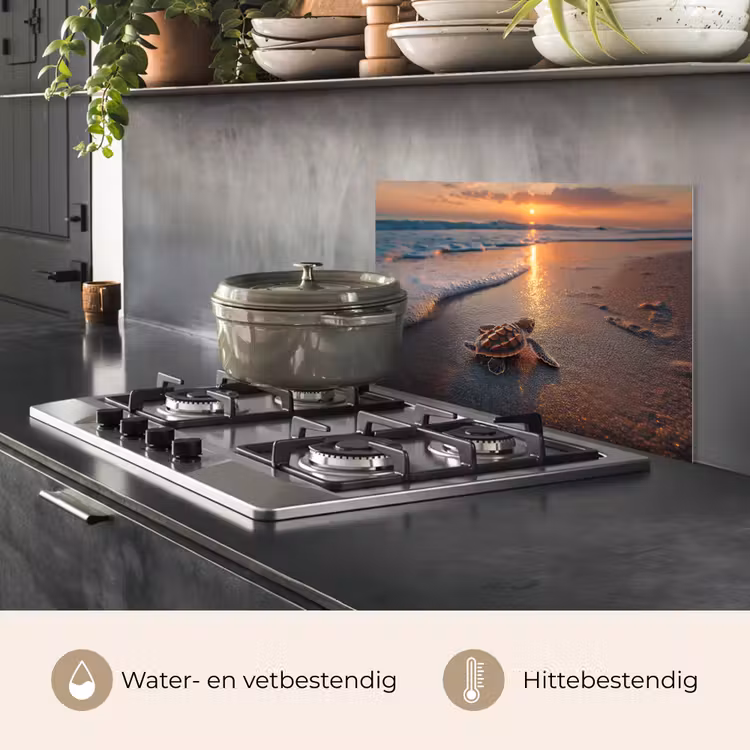 Spatscherm keuken - Schildpad - strand - Zonsondergang — 7