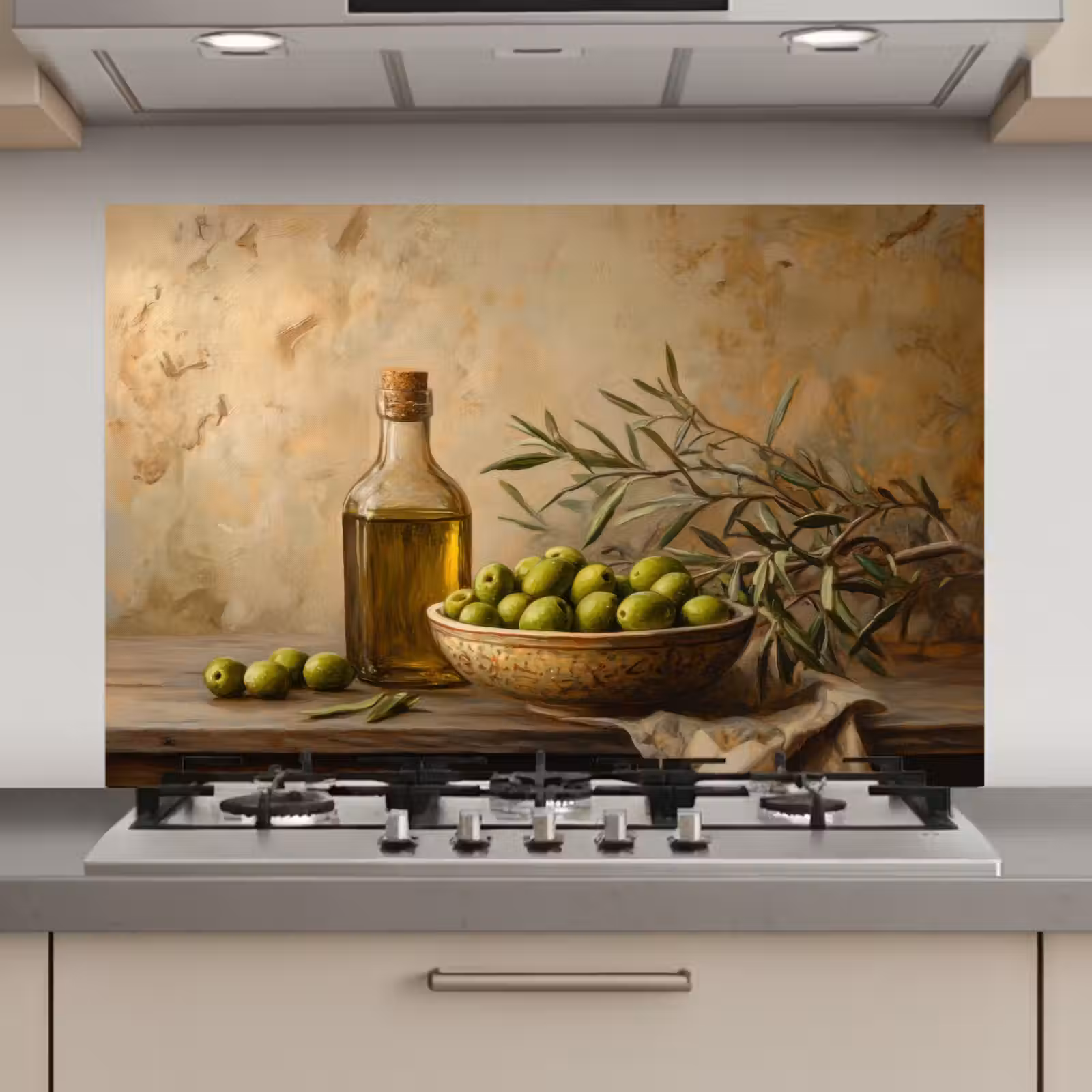 Spatscherm keuken - Olijven - Stilleven - Vintage — 1
