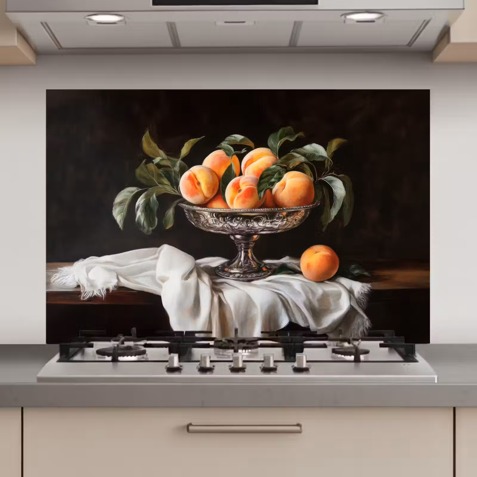 Spatscherm keuken - Stilleven - Perziken - Vintage — 1