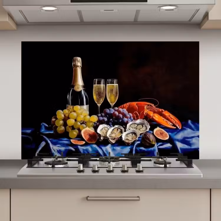 Spatscherm keuken - Champagne - Luxe - Oesters — 1