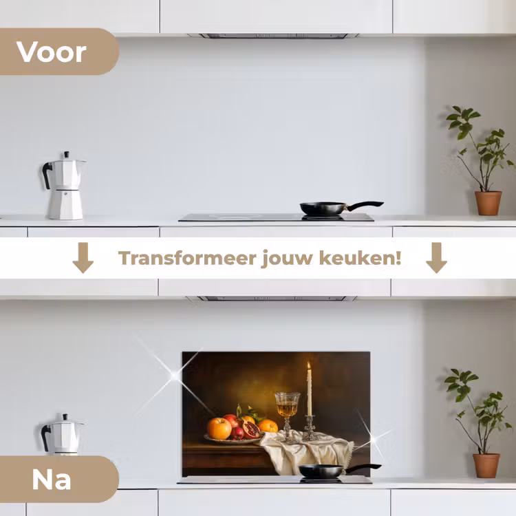 Spatscherm keuken - Fruit - Stilleven - Wijn - Kaars — 3