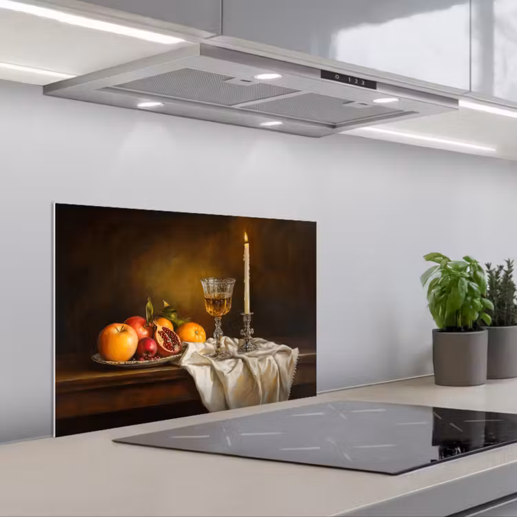 Spatscherm keuken - Fruit - Stilleven - Wijn - Kaars — 5