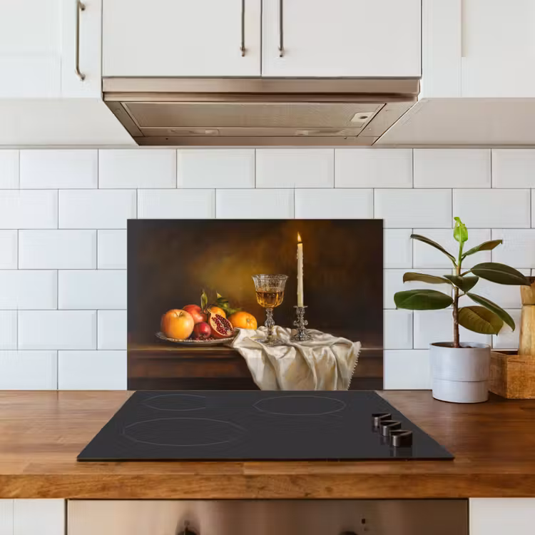 Spatscherm keuken - Fruit - Stilleven - Wijn - Kaars — 6