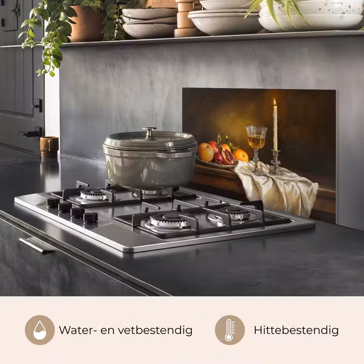 Spatscherm keuken - Fruit - Stilleven - Wijn - Kaars — 7