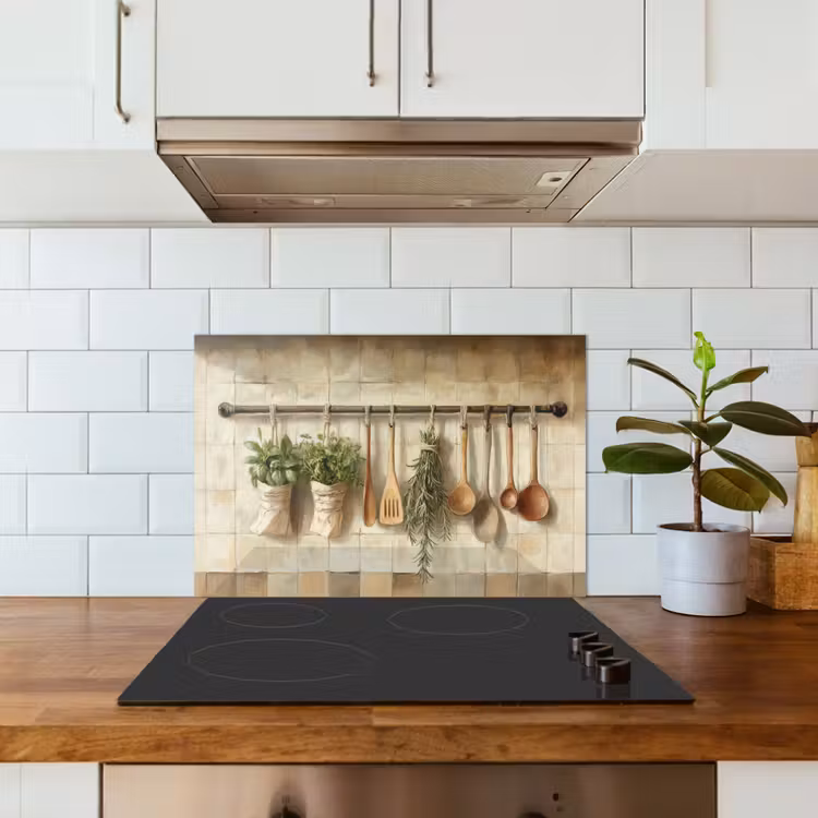 Spatscherm keuken - Hout - Keukengerei - Stilleven - Tegels — 6