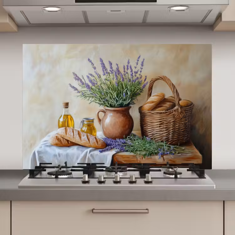 Spatscherm keuken - Lavendel - Brood - Stilleven — 1