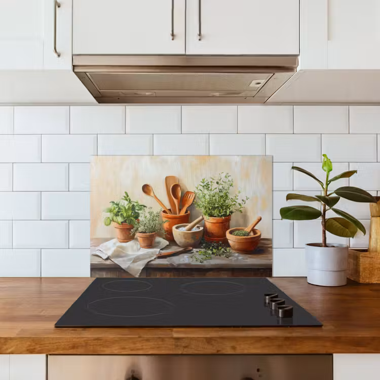 Spatscherm keuken - Potten - Kruiden - Hout — 6
