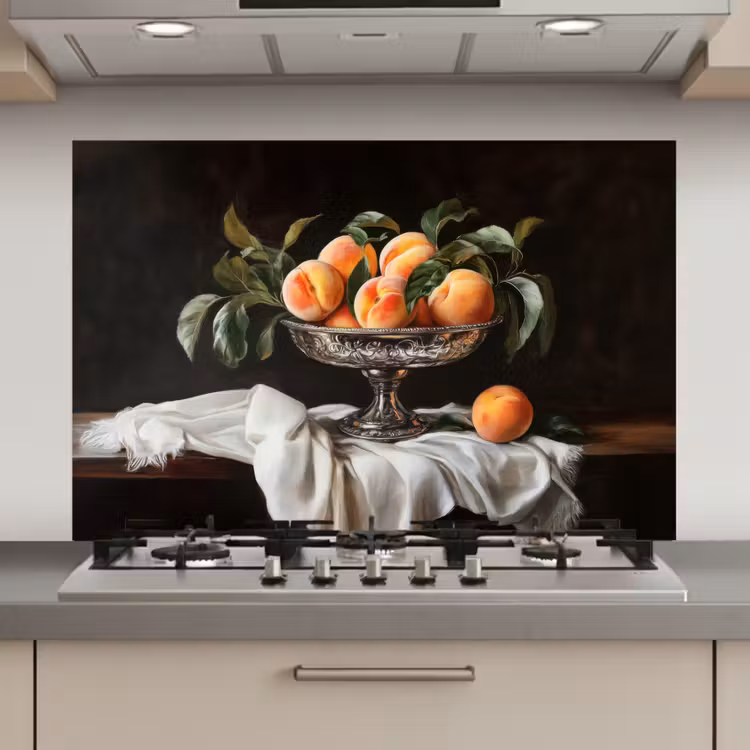 Spatscherm keuken - Stilleven - Perziken - Vintage — 1