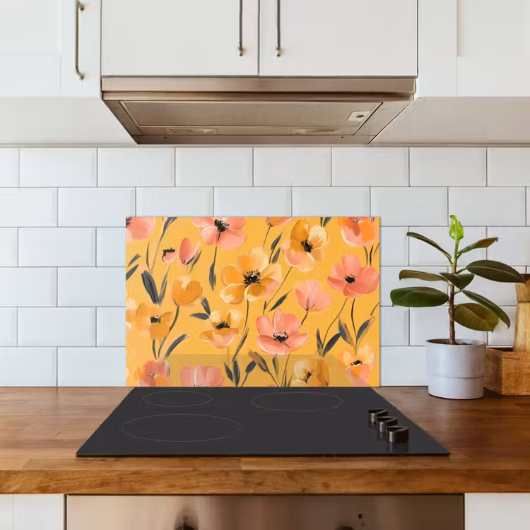 Spatscherm keuken - Bloemen - Geschilderd - Geel — 6