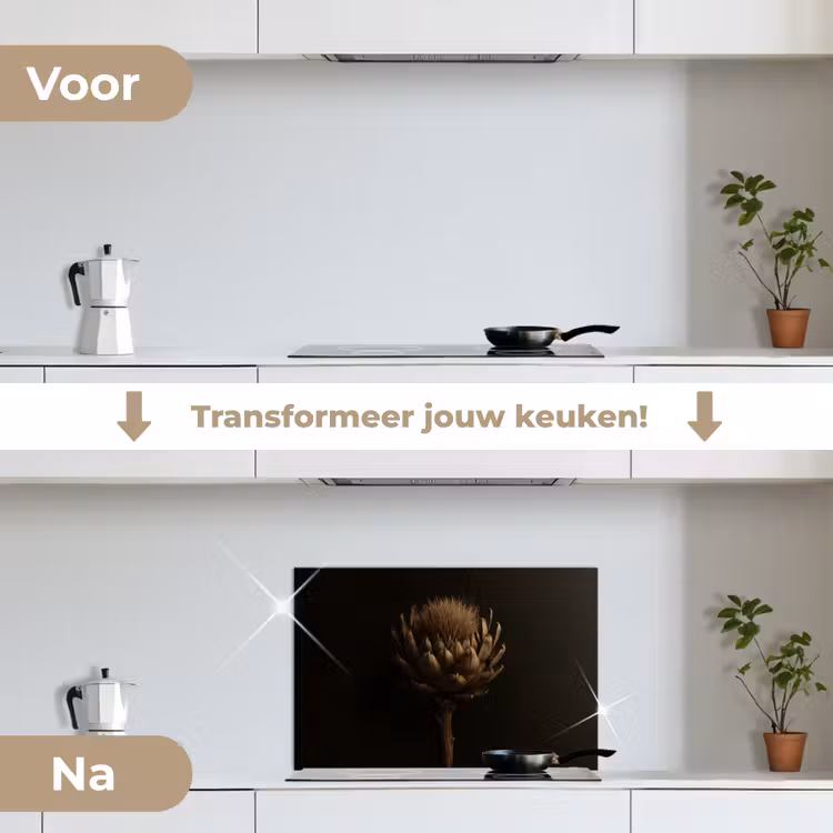 Spatscherm keuken - Donkerbruin - Bloem - Textuur - Artisjok — 3