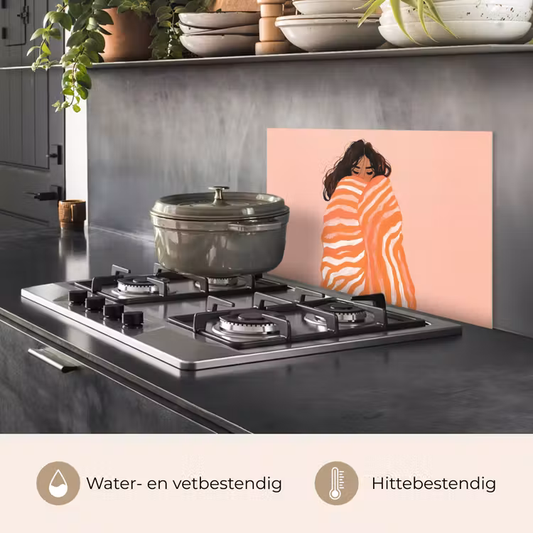 Spatscherm keuken - Meisje - Deken - Gestreept - Oranje — 7