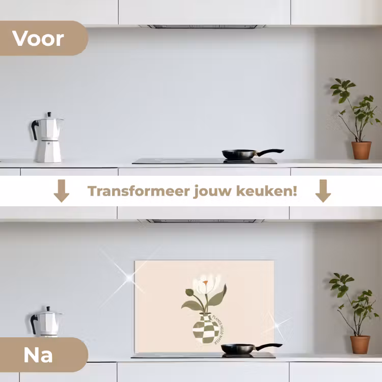 Spatscherm keuken - Bloem - Wit - Vaas - Quote — 3