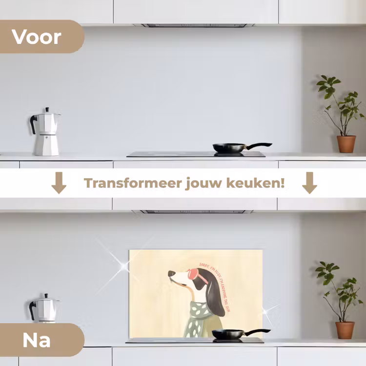 Spatscherm keuken - Quote - Hond - Zonnebril — 3