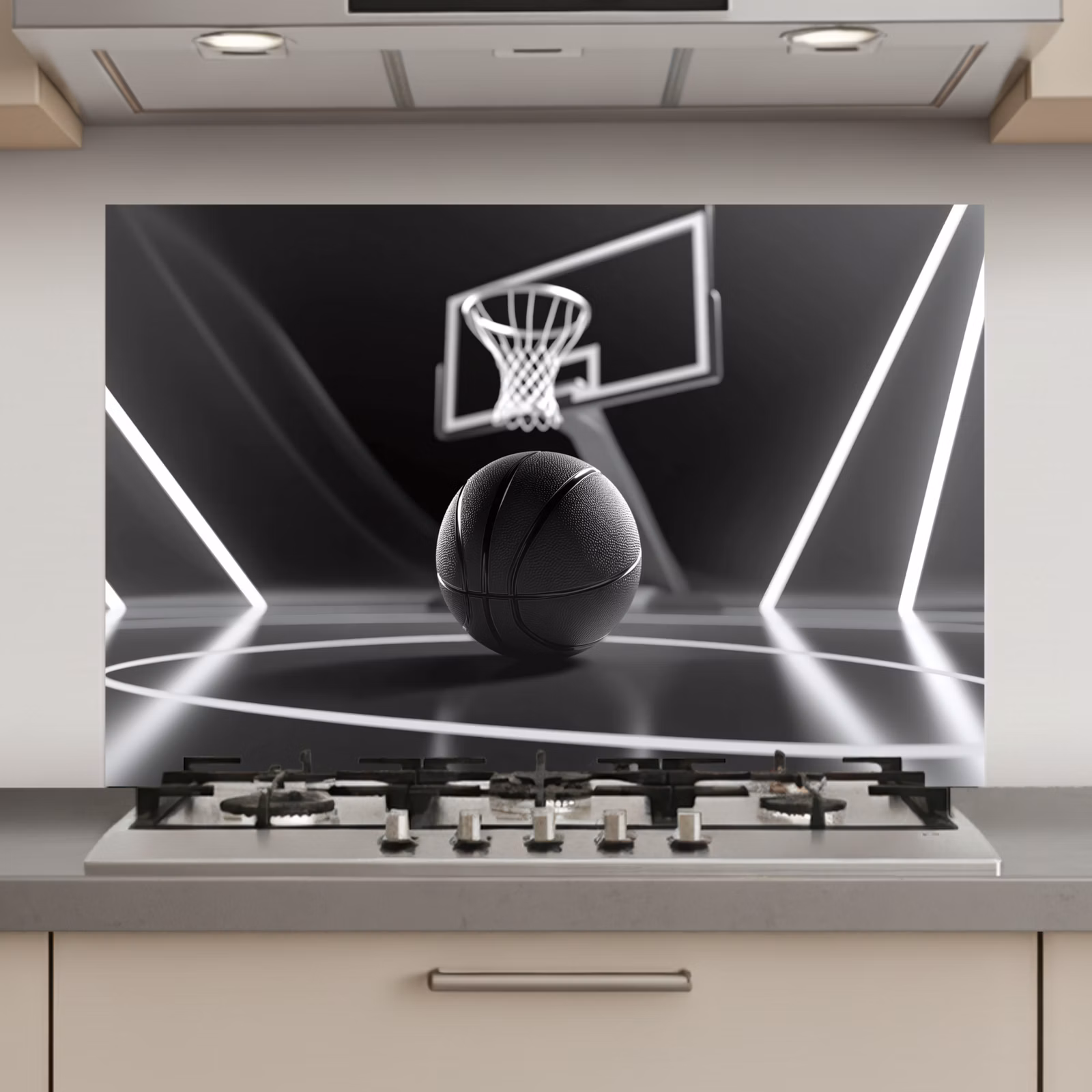 Spatscherm keuken - Basketbal - Basketbalveld - Lichtlijnen — 1