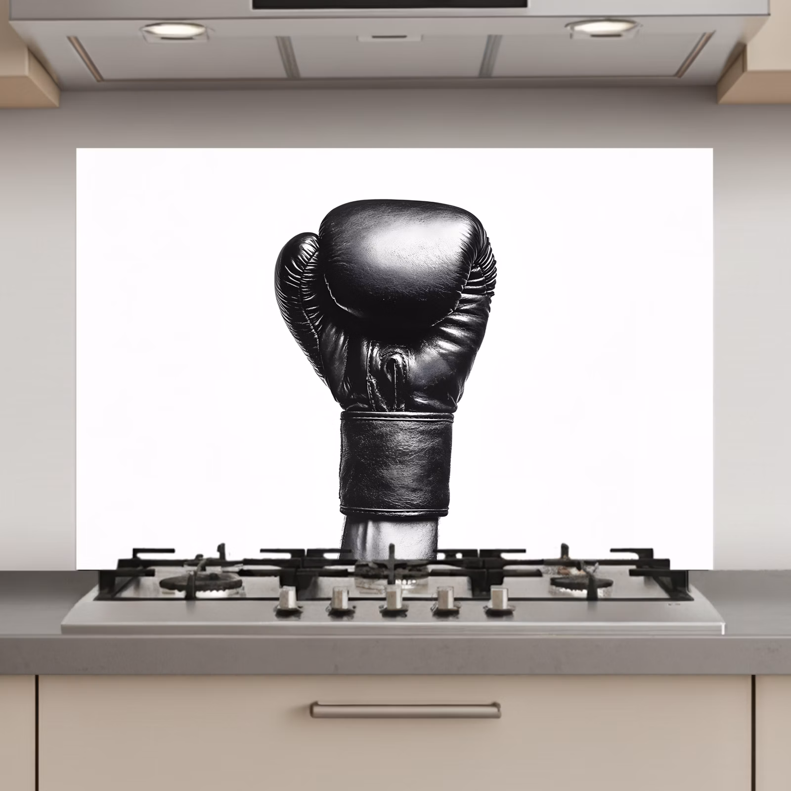 Spatscherm keuken - Bokshandschoen - Zwart - Hand — 1