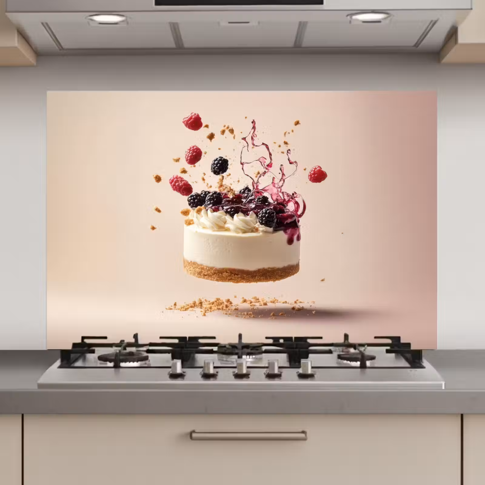 Spatscherm keuken - Cheesecake - Eten - Roze - Taart — 1