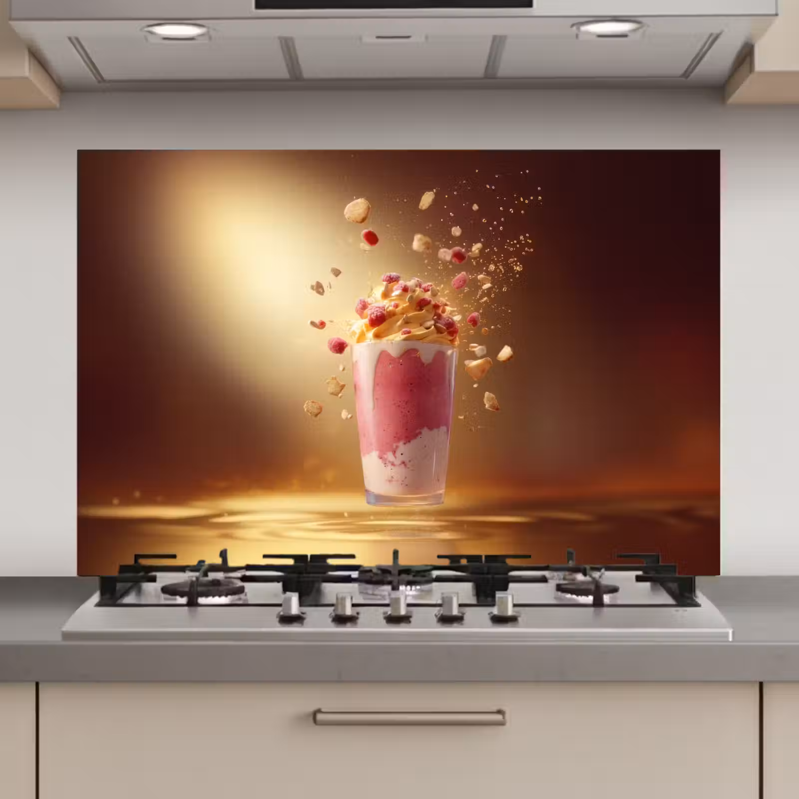 Spatscherm keuken - Framboos - Smoothie - Drinken - Roze — 1
