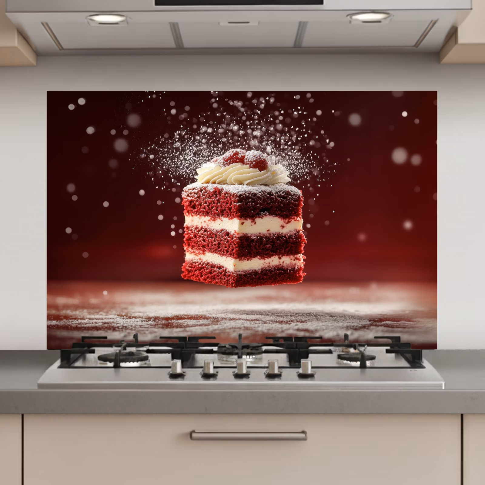 Spatscherm keuken - Rode - Velvet - Taart - Eten — 1
