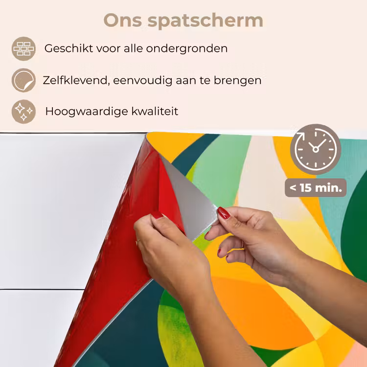 Spatscherm keuken - Abstract - Geel - Roze - Groen — 4
