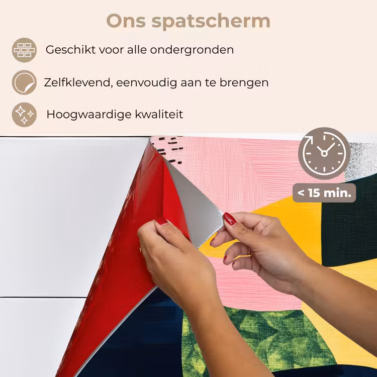 Spatscherm keuken - Abstract - Roze - Lappen - Vormen - Geel — 4