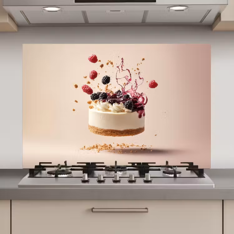 Spatscherm keuken - Cheesecake - Eten - Roze - Taart — 1