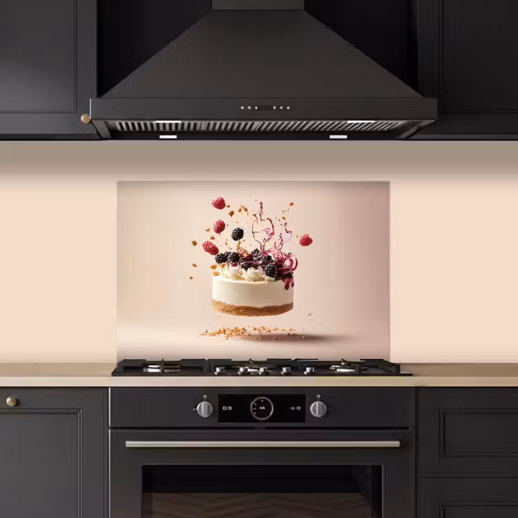 Spatscherm keuken - Cheesecake - Eten - Roze - Taart — 2