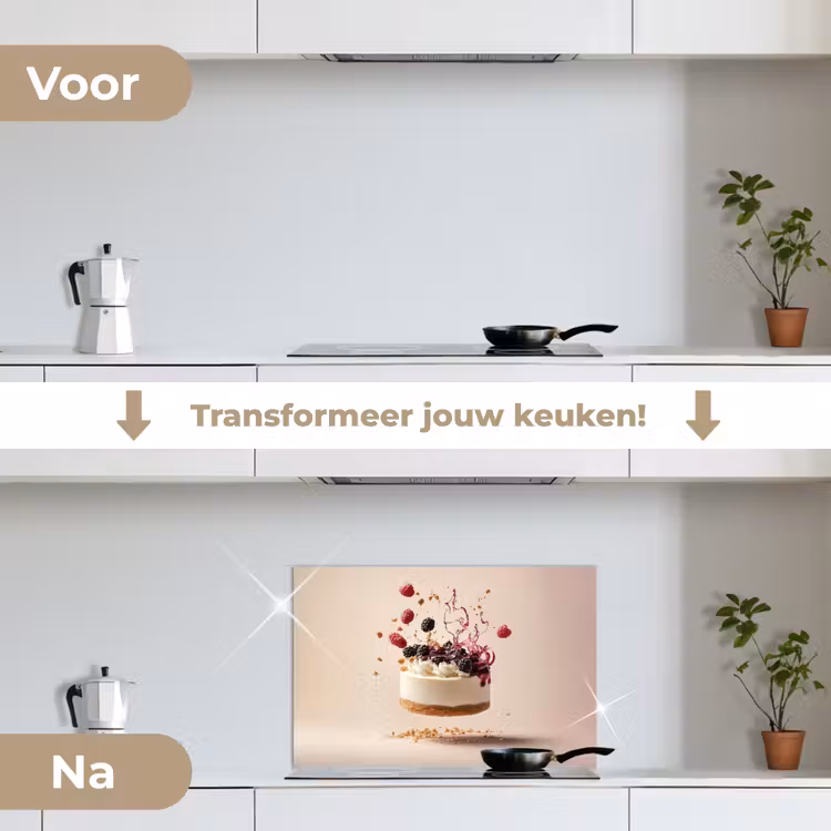 Spatscherm keuken - Cheesecake - Eten - Roze - Taart — 3