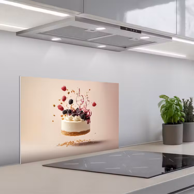 Spatscherm keuken - Cheesecake - Eten - Roze - Taart — 5