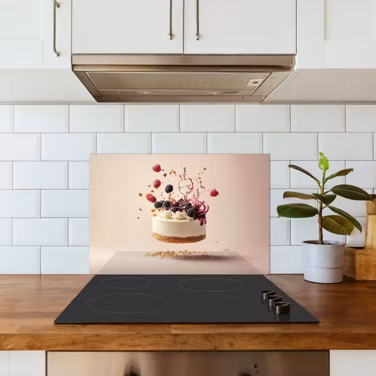 Spatscherm keuken - Cheesecake - Eten - Roze - Taart — 6