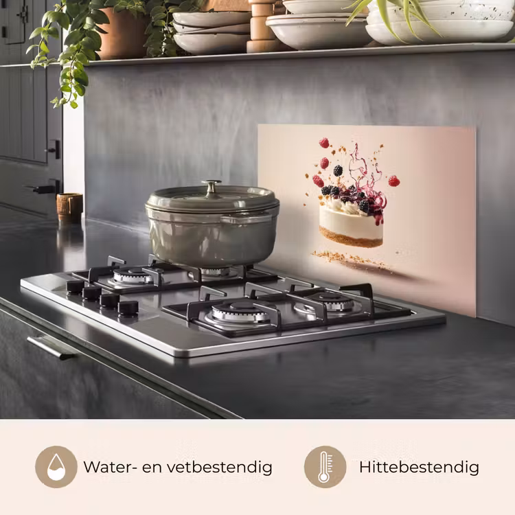Spatscherm keuken - Cheesecake - Eten - Roze - Taart — 7