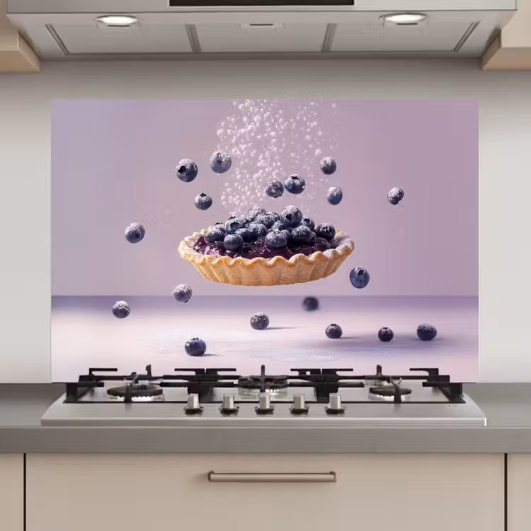 Spatscherm keuken - Eten - Taart - Bessen - Blauw — 1