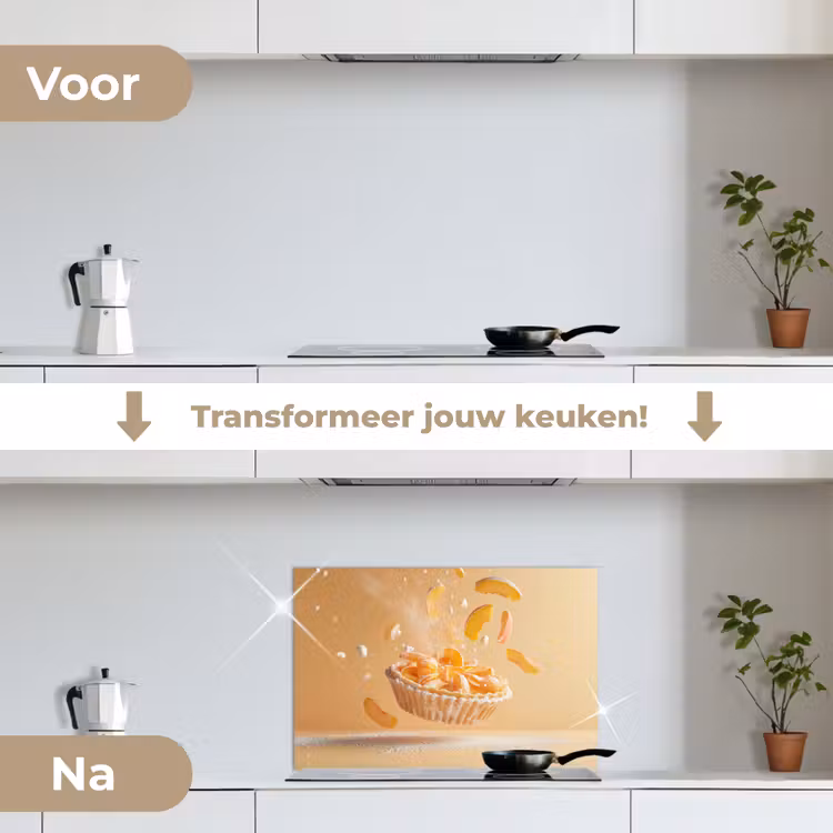Spatscherm keuken - Peach - Eten - Taart - Oranje — 3