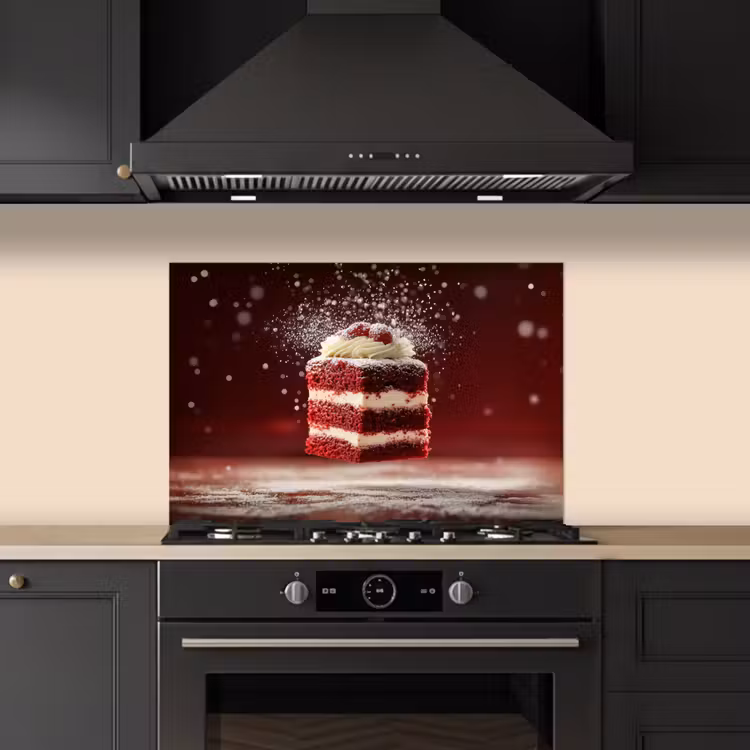 Spatscherm keuken - Rode - Velvet - Taart - Eten — 2