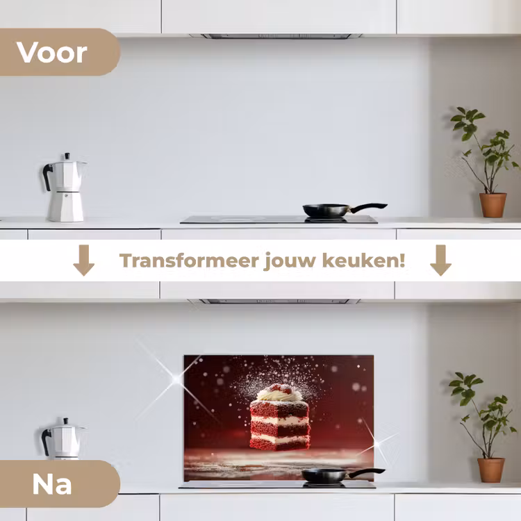 Spatscherm keuken - Rode - Velvet - Taart - Eten — 3