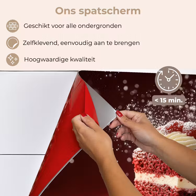 Spatscherm keuken - Rode - Velvet - Taart - Eten — 4