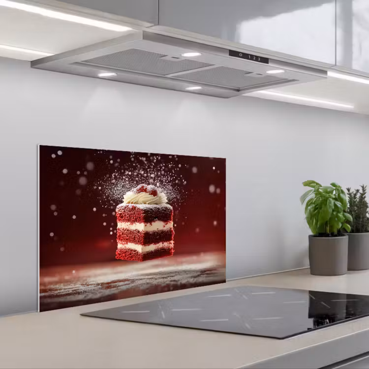 Spatscherm keuken - Rode - Velvet - Taart - Eten — 5