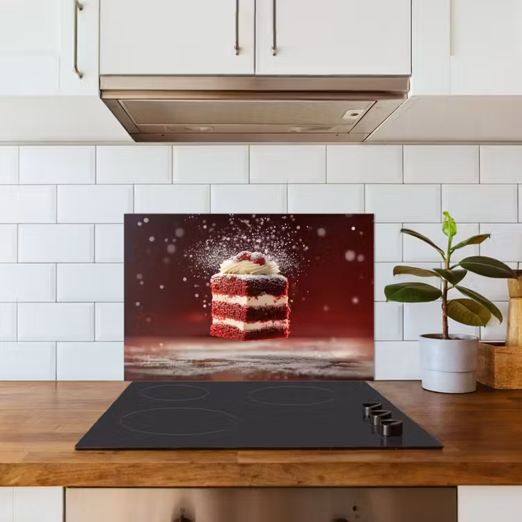 Spatscherm keuken - Rode - Velvet - Taart - Eten — 6